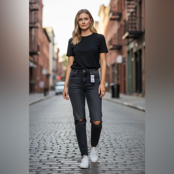 Lucky Brand Denim - Lucky Brand Womens High Rise Drew Mom Straight Distressed Jeans Tapered 6/28A